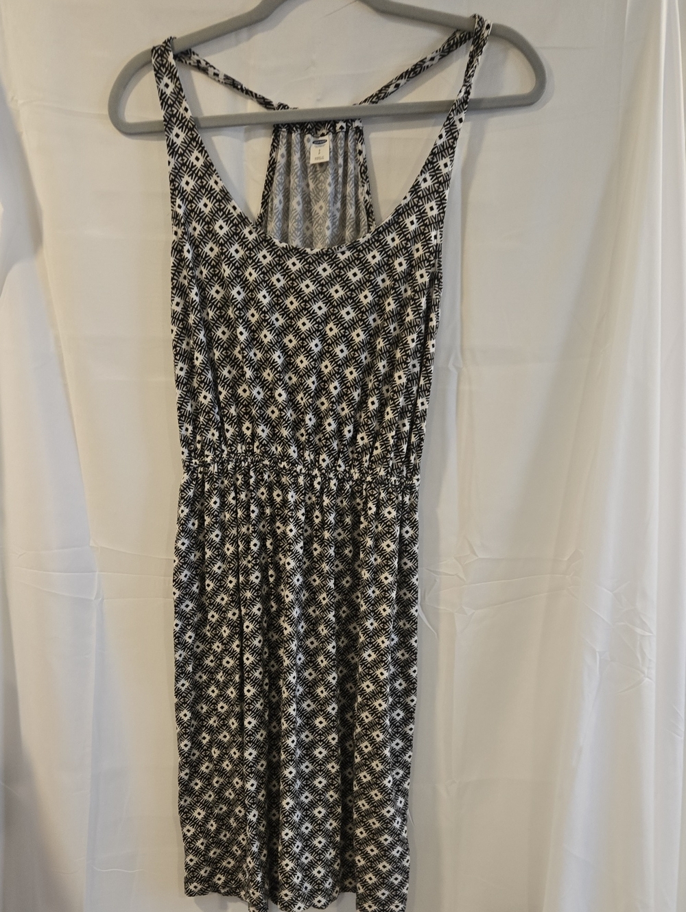 Old Navy Black & White Geometric Midi Dress